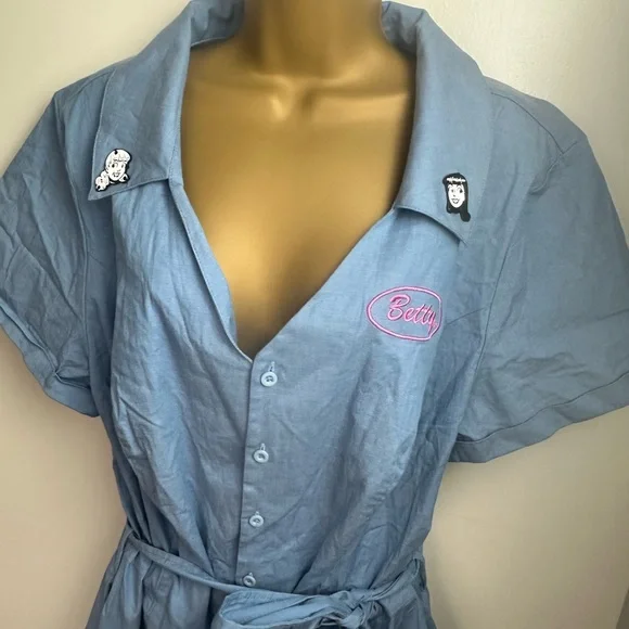 torrid X Betty & Veronica Chambray SpreadCollar Retro Button Front Romper NWT 18 - Picture 9 of 16